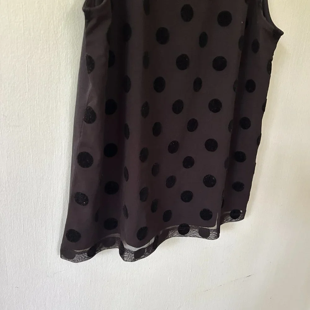 J.Crew Mercantile Sleeveless Blouse Womens‎ Small Black Polka Dot Whimsigoth
